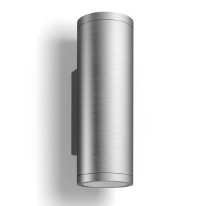 Philips Hue Appear Wandleuchte aus Edelstahl, smarte Außenbeleuchtung mit Up & Down Lichteffekt.