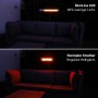 Vergleich: VASNER SlimLine X20 Terrassenheizstrahler (oben) mit reduziertem Licht vs. normaler Heizstrahler (unten).