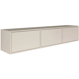 Selsey Framme TV-Hängeboard 150 cm in Kaschmirgrau mit 3 grifflosen Klappen. Moderner Wand-TV-Schrank.