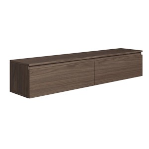 Modernes Selsey TV-Hängeboard Bemmi 150 cm in dunkler Nussbaum-Holzoptik mit zwei Klappfächern für Stauraum.