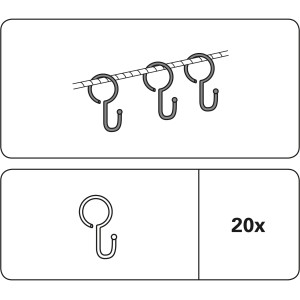 Gardinia Seilhaken, schwarz-matt, 20er-Set für Seilspanngarnituren.