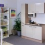 Flex-Well Singleküche 130 cm in Kaschmir Glanz/Sonome Eiche mit Mikrowelle und Spüle.