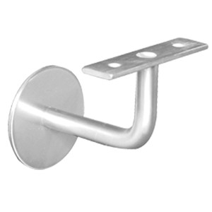 Handlaufträger aus Edelstahl V2A mit flacher Platte für Holzhandläufe.