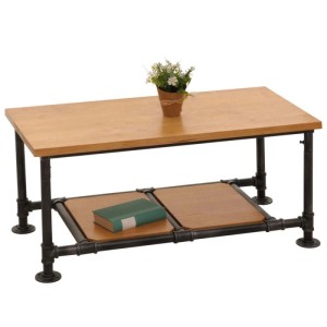 MCW Couchtisch N27 im Industrial Design mit Holzplatte und Metallgestell