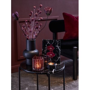 Modern Antique Teelichthalter in Schwarz-Grau, Marmor, 3,5 cm hoch, Ø 8,5 cm. Dekorative Lichtstimmung.