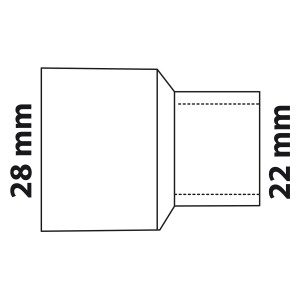 Kirchhoff Reduziernippel 28x22 mm, blanke Kupfer-Lötverbindung für Sanitär und Heizung.
