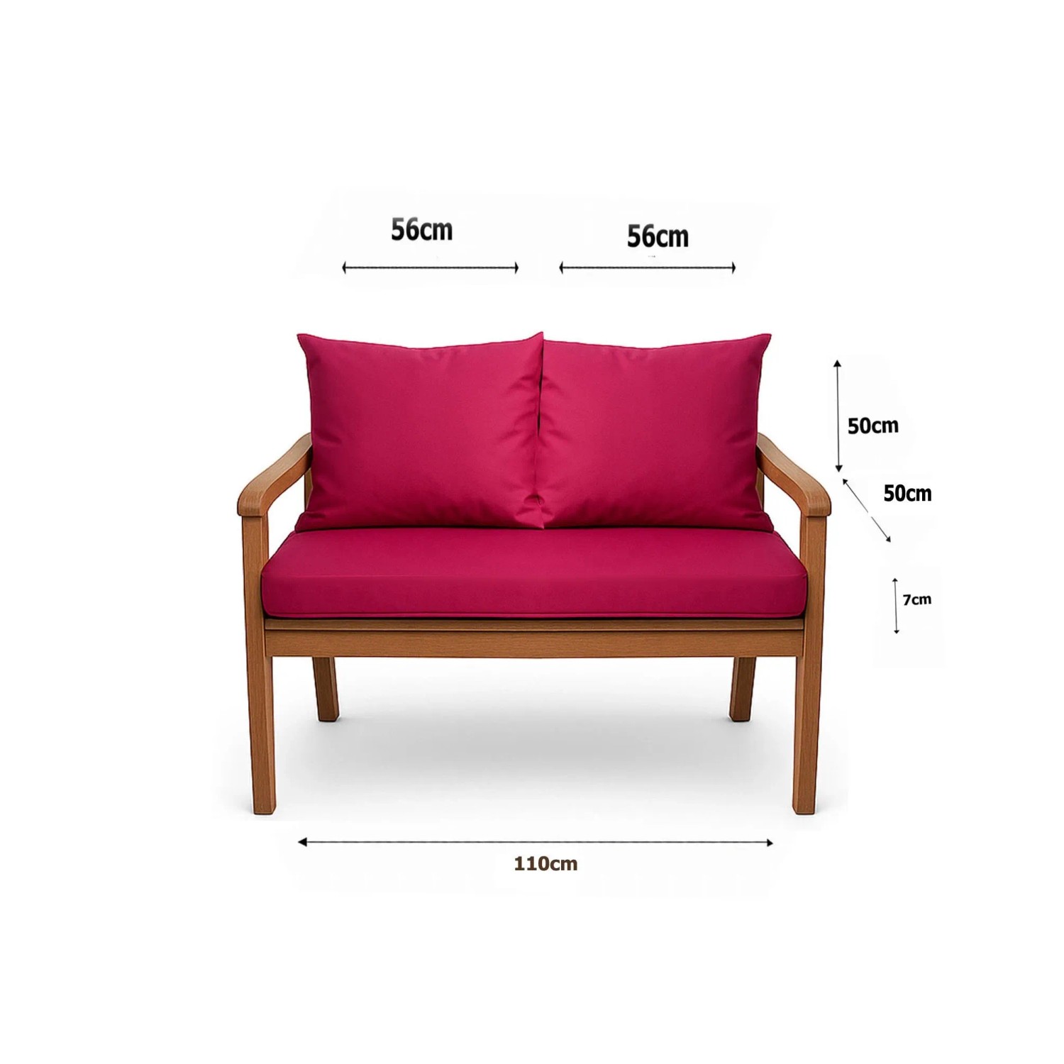 Setgarden Bankkissen-Set, rose, für 2-Sitzer Gartenbank, 110x50 cm + 2 Rückenkissen.