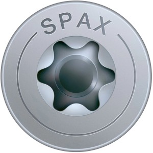 Detailaufnahme: Spax Universalschraube mit Tellerkopf und T-Star plus Antrieb.
