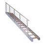 Treppe Kos 11 Stufen Buche Geölt 85 cm Metallgeländer Grau FSC®