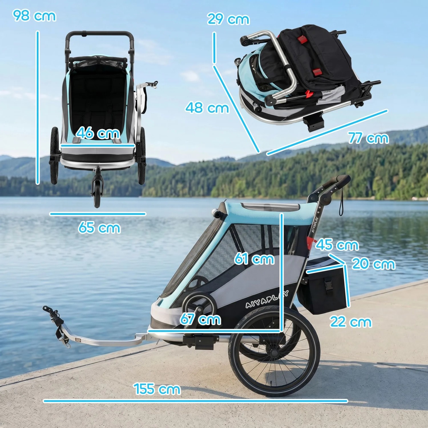 fahrradanhänger transport xxl CXWXC mit Stoßdämpfer - Großer Laderaum bis 120L, Tragkraft 40KG, Klappbarer Lastenanhänger mit Abdeckplane und Sicherheitsfahne Gewürze 🚲⚡ Know the Law: Configuration:Standard