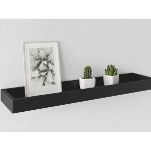 Schwarze Fotoleiste Bix (60 cm) mit Bilderrahmen und Kakteen als Dekoration.