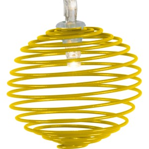 Gelbe Spirallaterne der bunten LED Solar Lichterkette für den Garten.