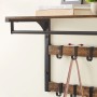 Songmics Wandgarderobe Barnet-old mit Ablage, Kleiderstange und 10 Haken in Braun und Schwarz.
