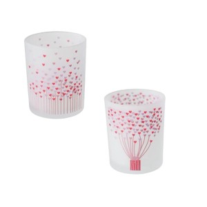 Windlicht Sherine XS von Boltze: Glas, rosa, rot, weiß, Herz-Design, ca. 8,5 cm hoch.