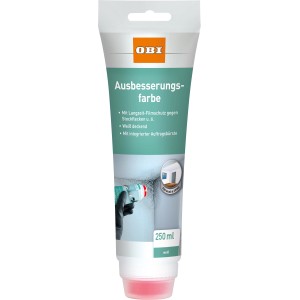 OBI Ausbesserungsfarbe, Weiß matt, 250ml Tube mit integrierter Bürste.