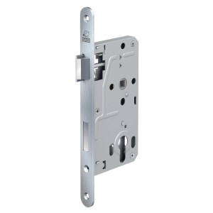 Basi Zimmertürschloss ES 928, DIN links, Edelstahl, mit Falle und Riegel aus Kunststoff/Aluminium.