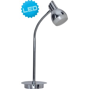Chromfarbene LED-Tischleuchte Chromey von Näve, Schreibtischlampe aus Metall mit flexiblem Arm.