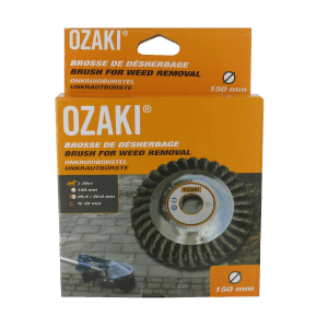 Ozaki Unkrautbürste, Ø 150 mm, für Motorsensen zur Unkrautbeseitigung auf Wegen und Plätzen.