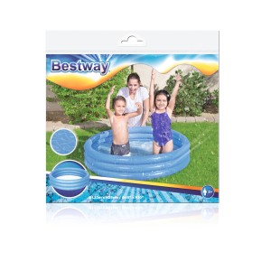 Bestway Planschbecken, Ø 122 cm, blau, mit spielenden Kindern. Ideal für den Garten.