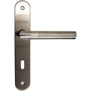 Alpertec Langschild-Garnitur Tina, Edelstahl satiniert/poliert, für Buntbart-Zimmertüren.