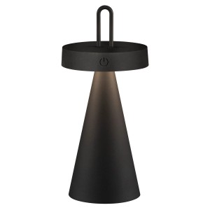Schwarze LED-Akku-Tischleuchte Alwa, 28,9 cm hoch, für Innen & Außen. Dekoleuchte mit Touchdimmer.