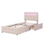 okwish Polsterbett 90x200cm mit LED Leuchten Kinderzimmer Beige ohne Matratze