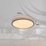 Runde Globo LED-Deckenleuchte Doro in Graphit und Holzoptik, 450x85mm, für warmweißes Licht.
