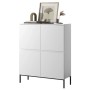 Selsey Highboard Bemmi 100 cm Hoch Weiß mit Schwarzen Beinen_7