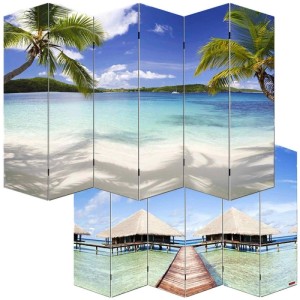 MCW Foto-Paravent Bagheria mit Strandmotiv, 6-teiliger Raumteiler, 180x240cm