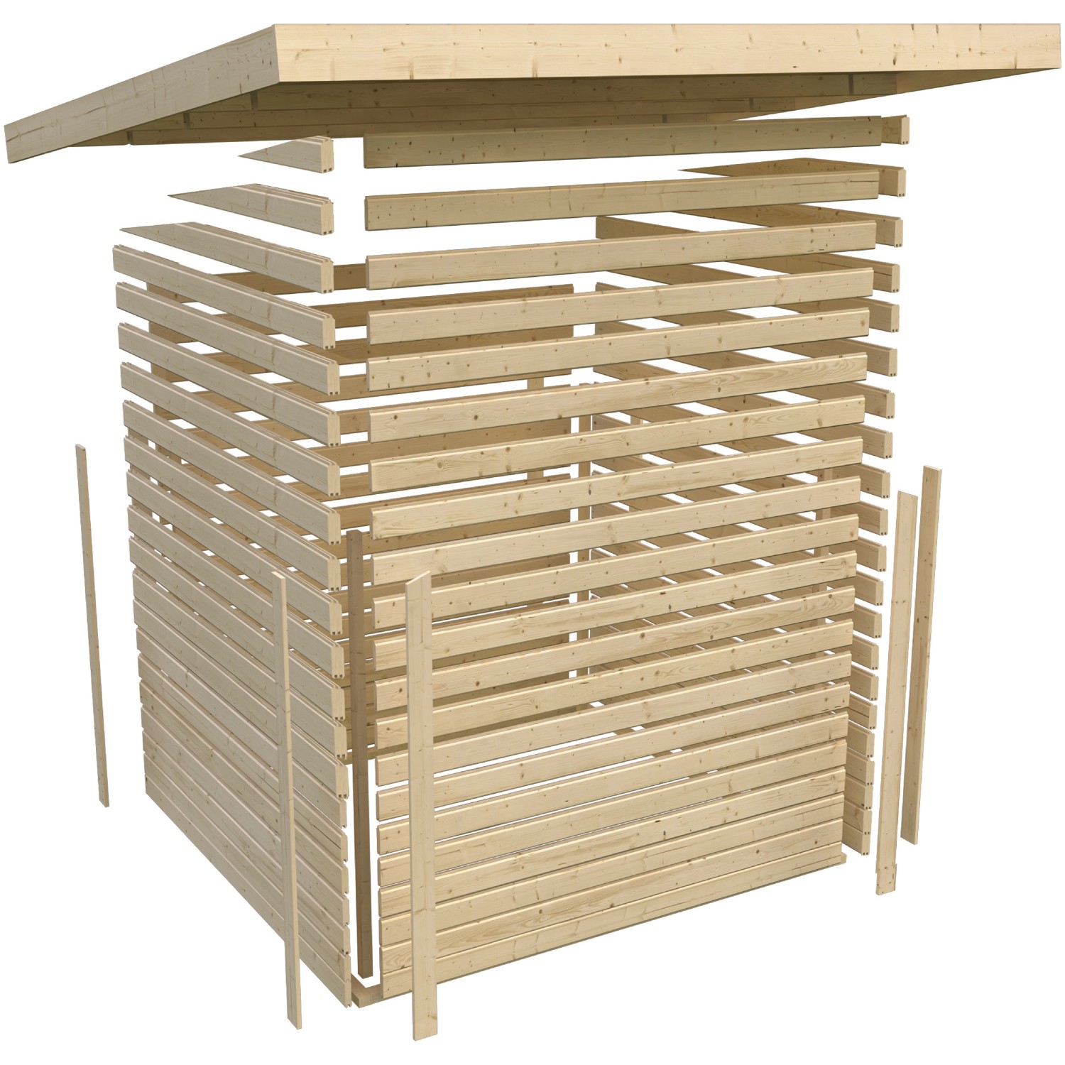 Karibu Gartenhaus Karlskoga 3, terragrau, Pultdach, lackiert, 305x305 cm, Holzbausatz