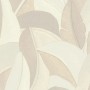 Dekorative Vliestapete mit Palmenblätter-Muster in Creme-Weiß, Beige, 3D-Effekt und dezentem Metallic-Glanz.