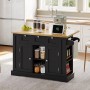 okwish Küchenwagen mit Klappbarer Arbeitsplatte Schublade Gewürzregal 132x40-70x87cm Schwarz_2
