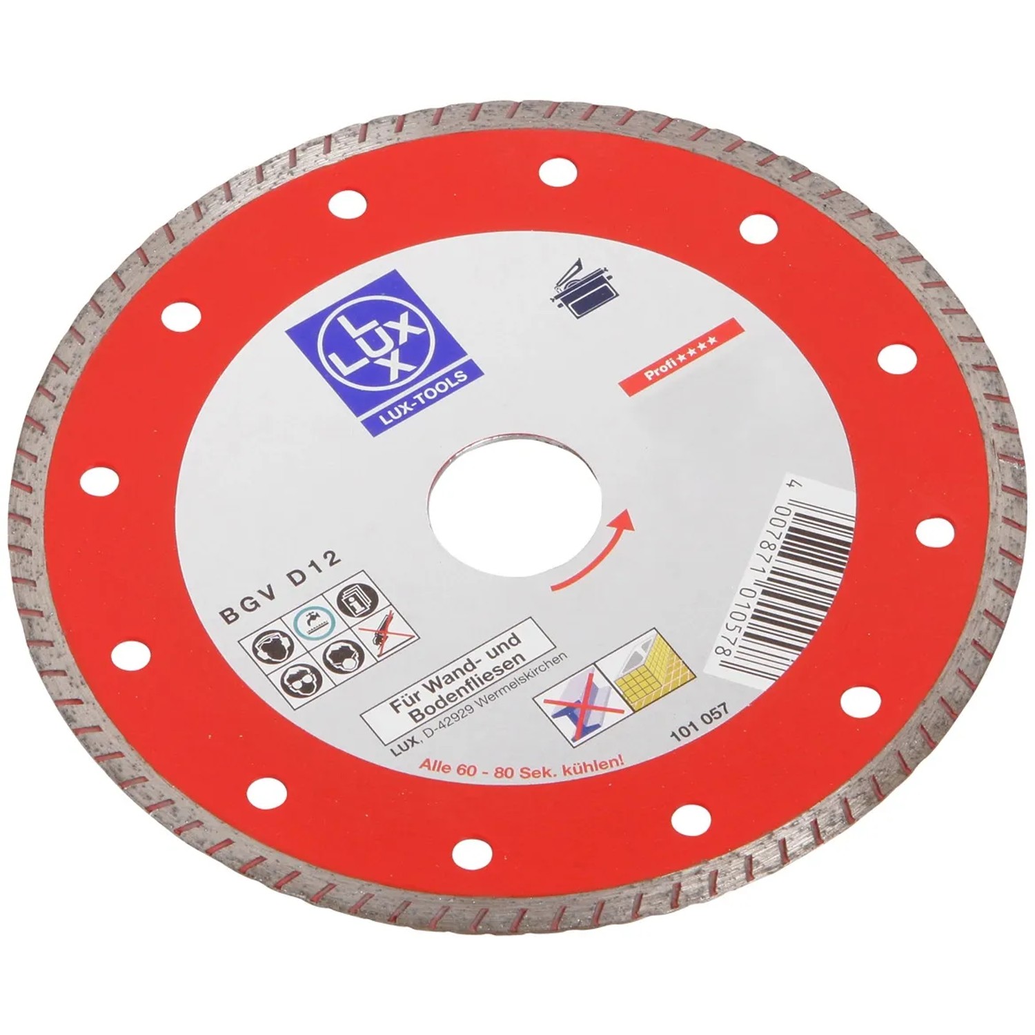 LUX Diamant-Trennscheibe Turbo, 230 mm, für Winkelschleifer. Zum Trennen von Fliesen und Stein.
