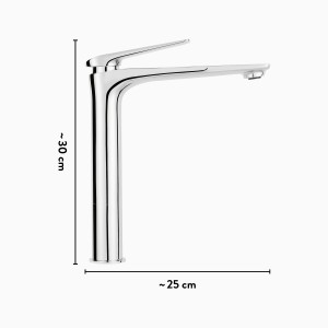 baliv Waschtischarmatur WT-5081 in Chrom, hohe Armatur für Waschbecken ohne Hahnloch.