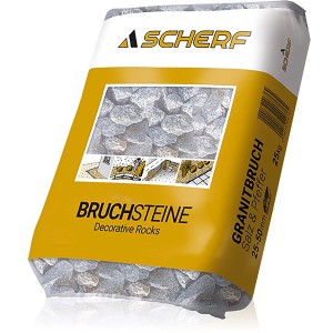 Sack Granitbruch Salz-Pfeffer, 25-50mm, 25kg, Zierkies für Garten- und Landschaftsbau.