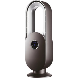 Moderner, anthrazitfarbener Standventilator Bladeless TV 45-67 mit LED-Display.