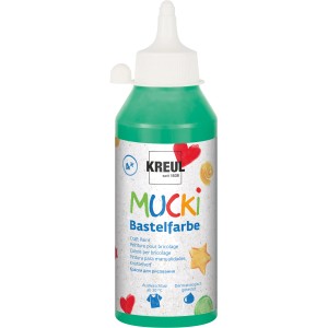 Mucki Bastelfarbe Grün, 250ml Flasche. Ideal für Kinder zum Malen und Basteln.
