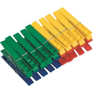 20 bunte Wäscheklammern aus Kunststoff (Gelb, Blau, Grün, Rot) für Wäscheständer.