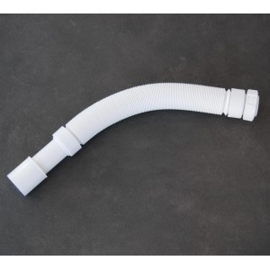 Weißer, flexibler Ablaufschlauch von Hüppe für Ablaufgarnituren.