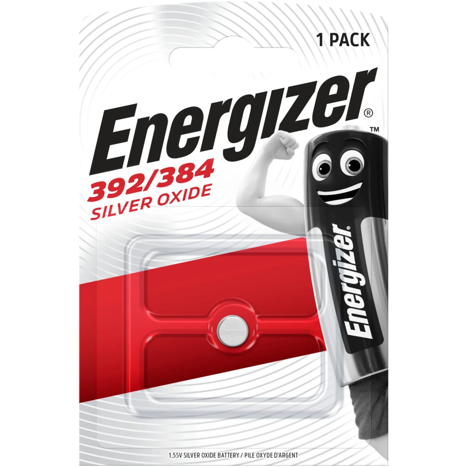 Energizer 392/384 Silberoxid Knopfzelle, 1 Stück, für Uhren und Elektronik.