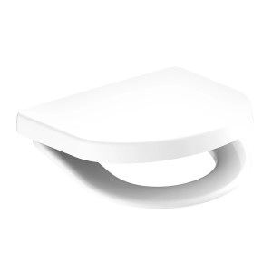 Weißer Schütte WC-Sitz D-Form Pro 2 aus Duroplast mit Absenkautomatik.