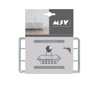MSV Seifenablage Super Ventouses aus Chromstahl, silberfarben, mit Saugnapf.