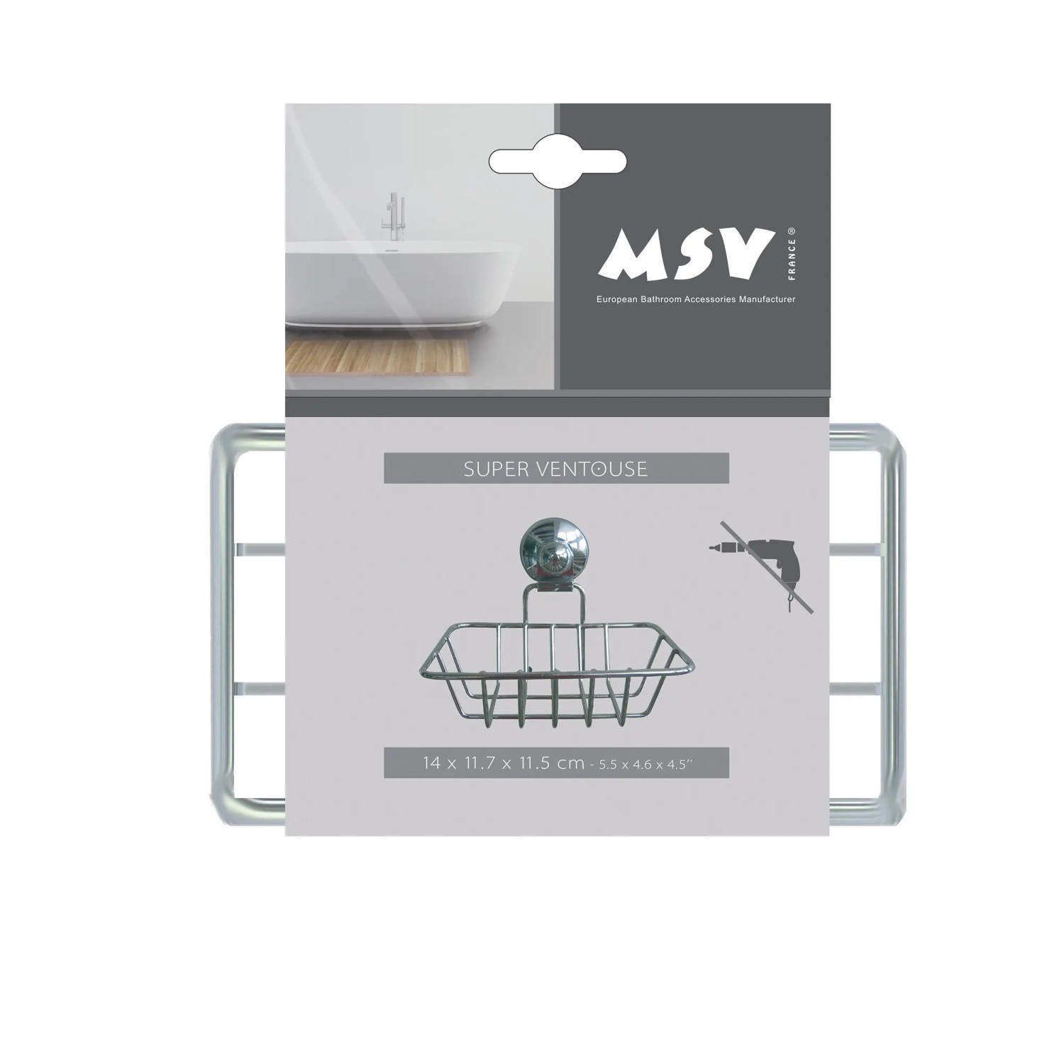 MSV Seifenablage Super Ventouses aus Chromstahl, silberfarben, mit Saugnapf.