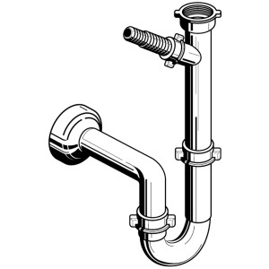 Pyramis Siphon für Einbecken-Spüle, starr, mit Geschirrspüleranschluss.