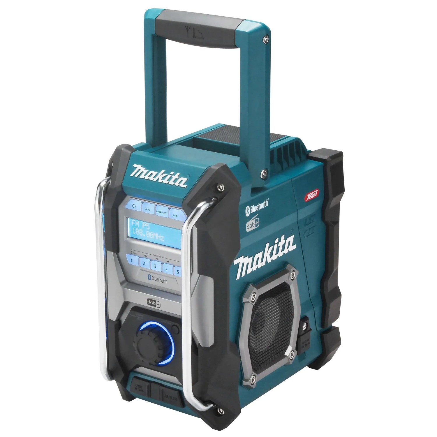 Makita Akku-Radio MR004G: Baustellenradio mit FM/DAB/DAB+, Bluetooth und USB-Anschluss.