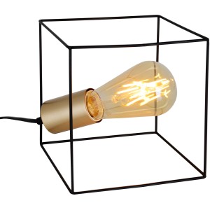 Näve Tischleuchte Canto, 16 cm, Design-Tischlampe mit schwarzem Rahmen und goldener Fassung.