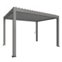 Moderne Biohort Pergola in Quarzgrau/Silber-Metallic für Terrasse und Garten.