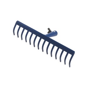 Blauer LUX Rechen Classic mit 14 Zinken und Schraubsystem für Gartenarbeiten.