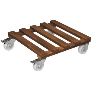Brauner Wagner Kübelroller Gigant 45x45cm aus FSC®-Holz mit vier Rollen.