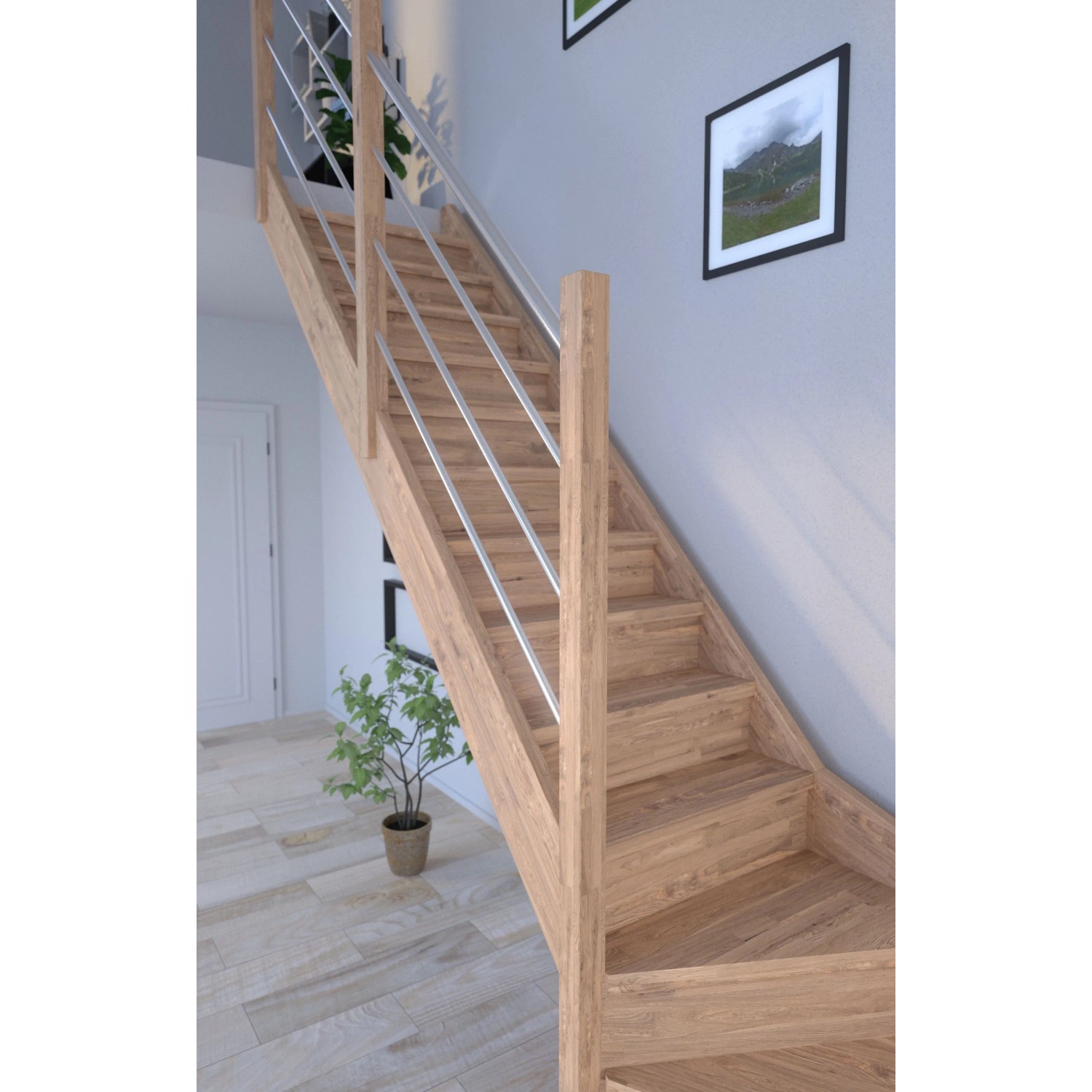 StarWood Treppe Rhodos Eiche Gewendelt L Holz-Edelstahl-Geländer FSC®_6